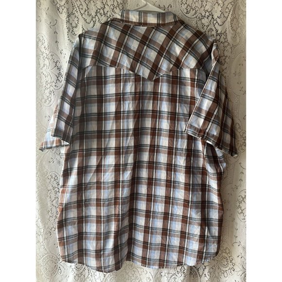 Bit & Bridle Shirt Men's Size Pearl Snap Western Plaid Short‎ Sleeve Pockets - Picture 6 of 6